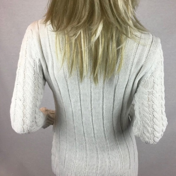 Stylish Off white long sleeved round neck Red Roza Brand Turkish womens sweater - Picture 3 of 9